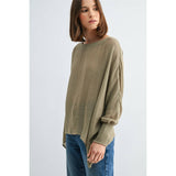 BOAT NECK OVERSIZE TOP WITH SMOCKED CUFF SLEEVE