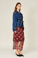 A Line Denim Half Trench Coat With Belt