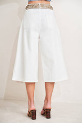 Meagan solid woven culotte pantin White