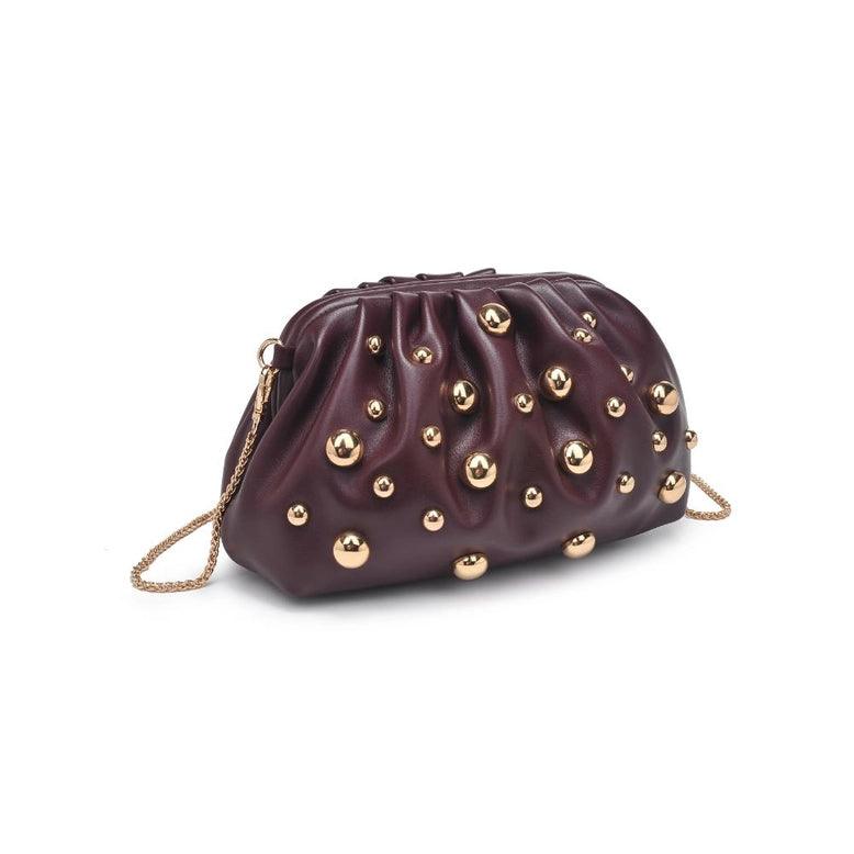Carey Studded Clutch Wine - PRINZZESA BOUTIQUE
