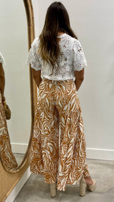Margaret Ivory and Camel Tiered Pants