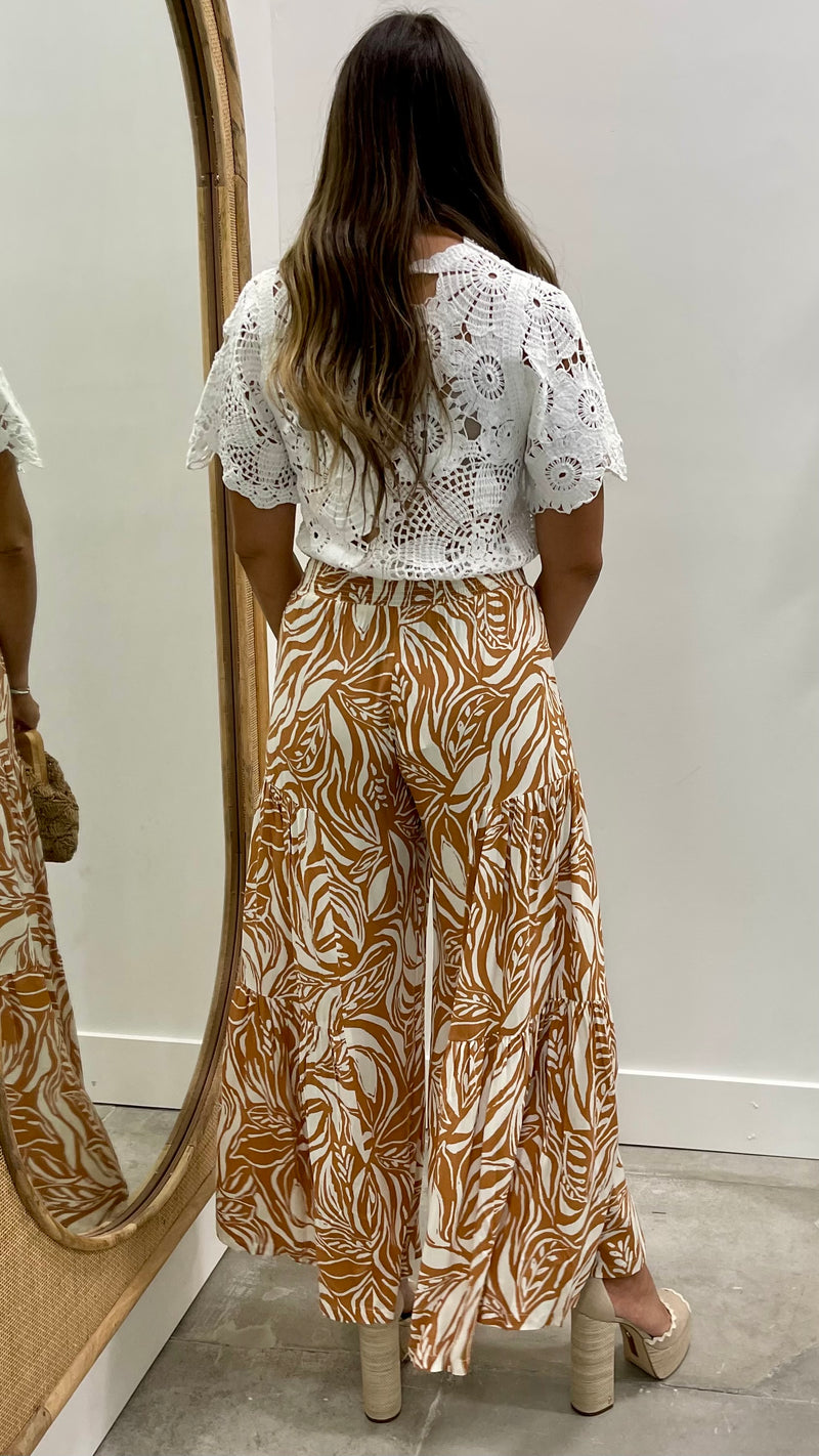 Margaret Ivory and Camel Tiered Pants