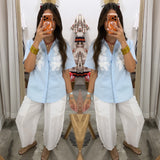Button-up Shirt With Floral Embroidery Detail