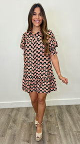 Sienna Black Printed Dress - PRINZZESA BOUTIQUE