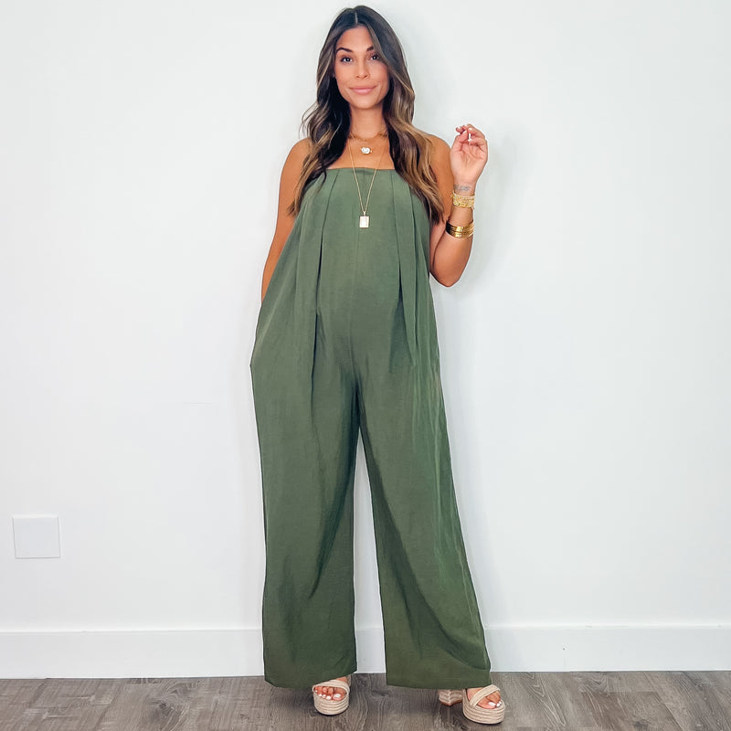 Donatella Olive Belted Romper - PRINZZESA BOUTIQUE