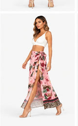 Safari Paradise Wrap Maxi Skirt Pink