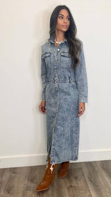 Sabrina Denim Maxi Dress - PRINZZESA BOUTIQUE