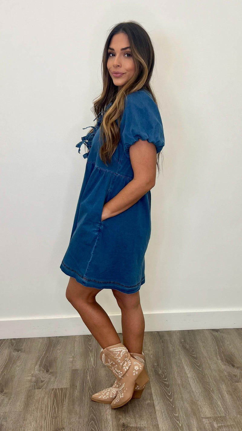 Myla Denim Babydoll Dress - PRINZZESA BOUTIQUE