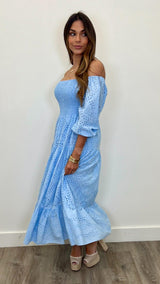 Isabella Eyelet Maxi Dress - PRINZZESA BOUTIQUE