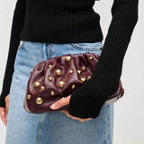 Carey Studded Clutch Wine - PRINZZESA BOUTIQUE