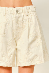 Embroidered Cotton Flare Shorts