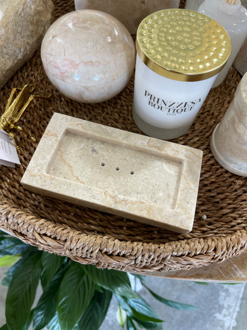 marble soap dish with candle