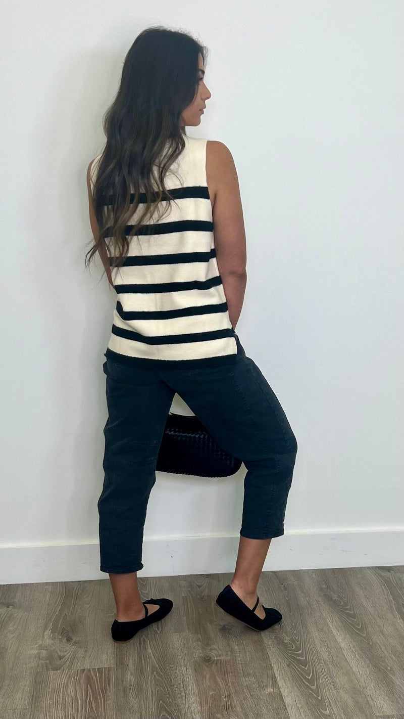 Senara Natural Black High Neck Top - PRINZZESA BOUTIQUE