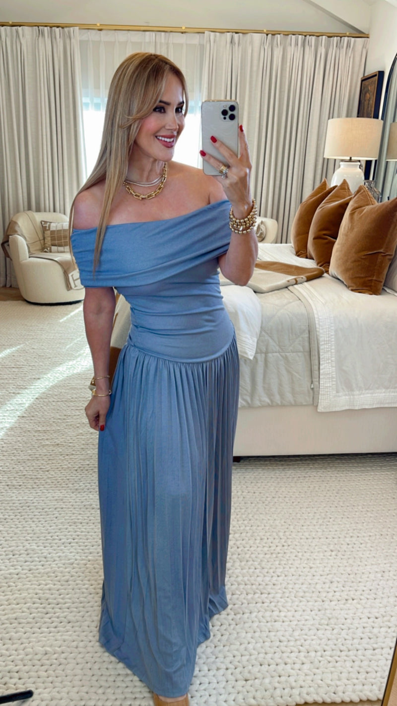 Ashton Slate Blue Maxi Dress