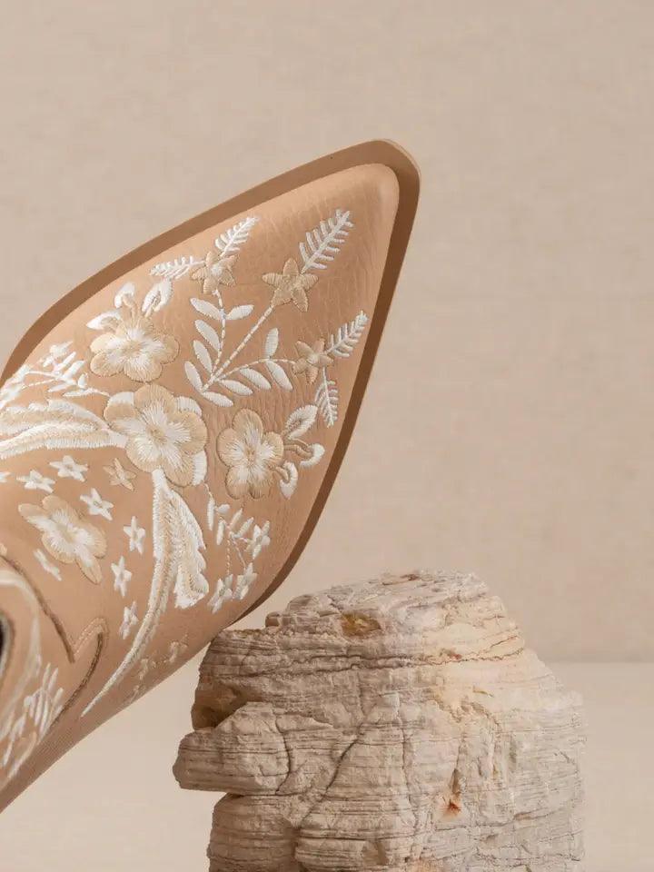 The Bailey Apricot Embroidered Cowboy Bootie - PRINZZESA BOUTIQUE