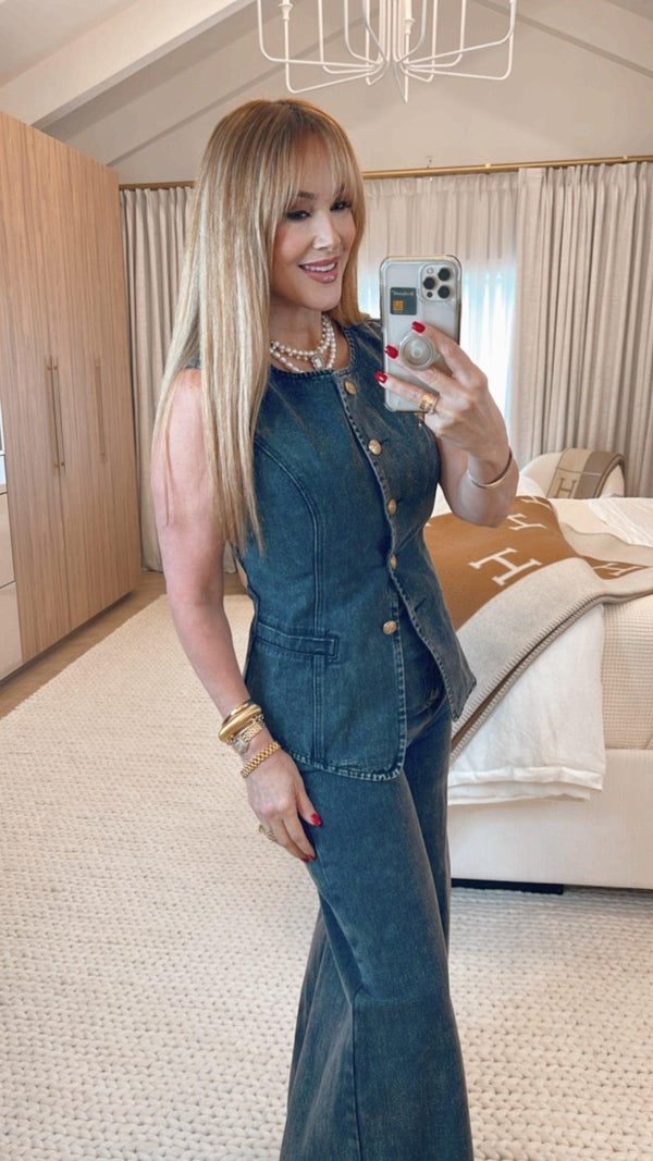 Amroy Black Denim Vest - PRINZZESA BOUTIQUE