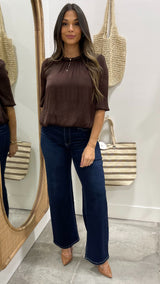 Mayren Classy Chocolate Brown Blouse