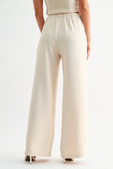 Light Taupe Relaxed Tie-waist Wide Leg Pants