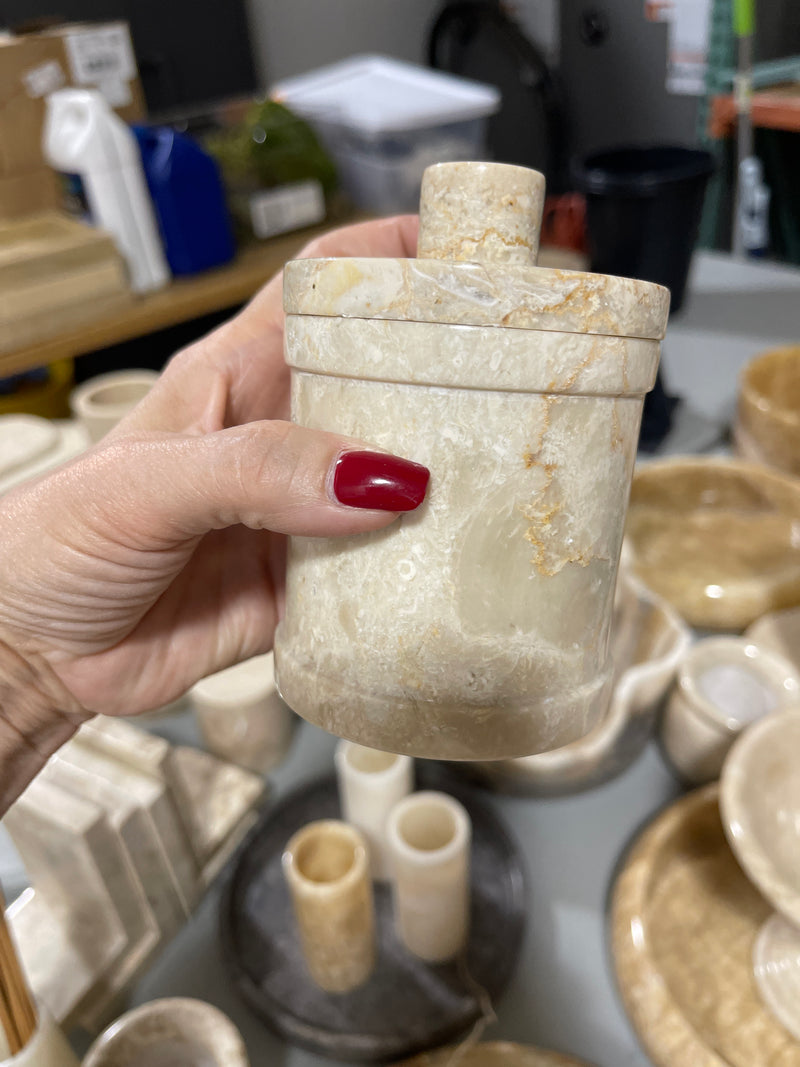 Marble Round Cup With Handle