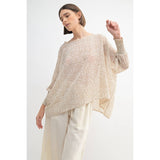 LEAF PRINT OVERSIZED TOP WITH SMOCKED CUFF SLEEVE