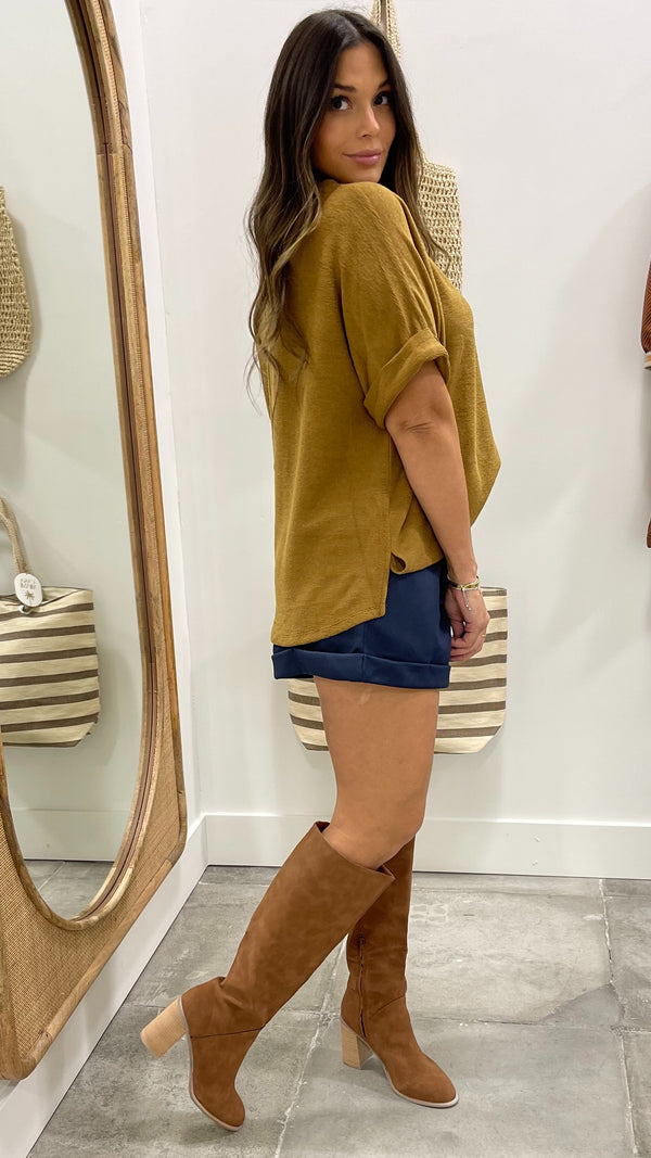 Shay Camel Dolman Sleeve Top