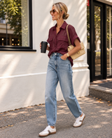 Button Down Italian Blouse in Wine