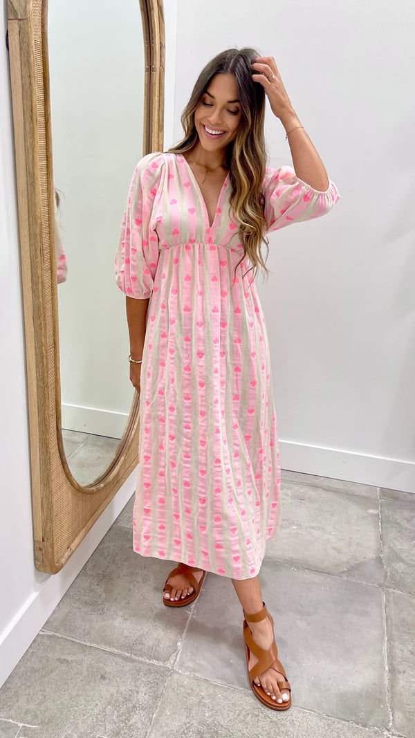 Ibiza Heart Resort Dress Pink