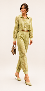 Lace Long Sleeve Top And Pant Set
