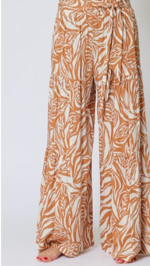 Margaret Ivory and Camel Tiered Pants