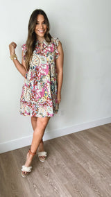 Brooke Pink Patterned Mini Dress