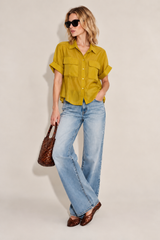 Button Down Italian Blouse in Mustard