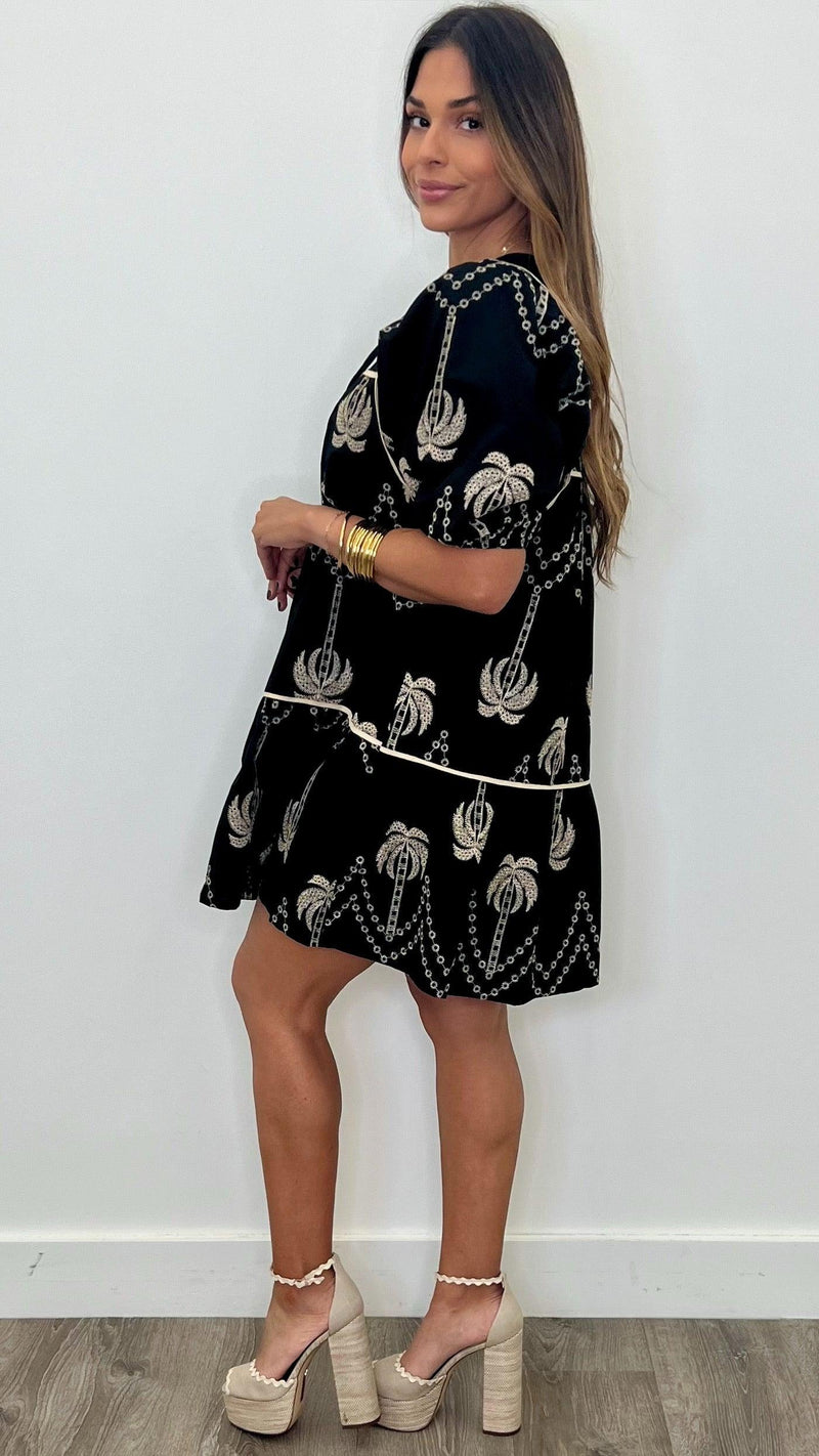 Margaux Black Embroidered Dress - PRINZZESA BOUTIQUE