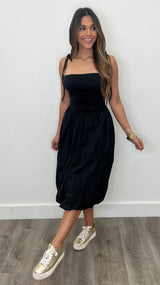 Veronica Black Midi Balloon Dress - PRINZZESA BOUTIQUE