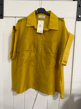Button Down Italian Blouse in Mustard