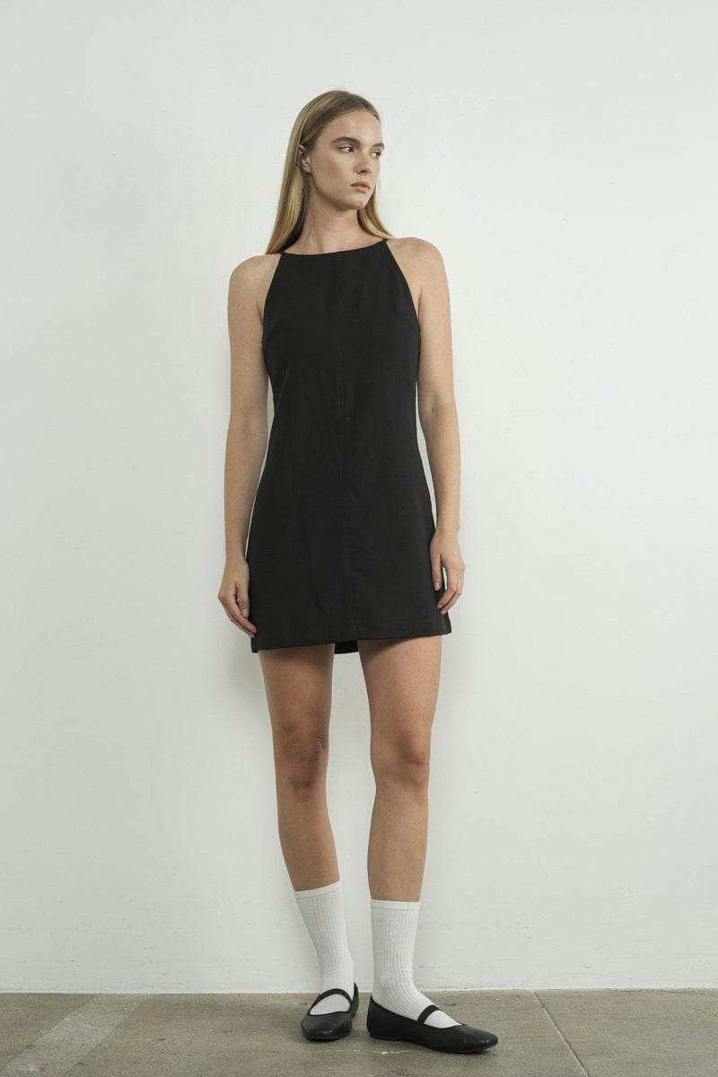 Tina Black Halter Mini Dress - PRINZZESA BOUTIQUE