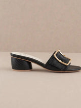 The Tucson Black Low Heel with Bamboo Buckle - PRINZZESA BOUTIQUE