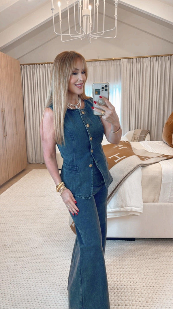 Amroy Black Denim Vest - PRINZZESA BOUTIQUE