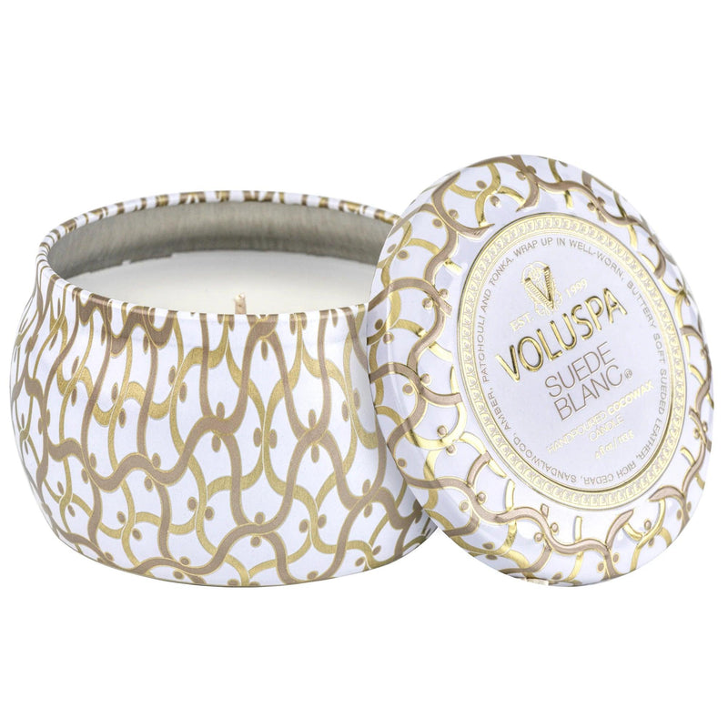 Suede Blanc Mini Tin Candle - PRINZZESA BOUTIQUE