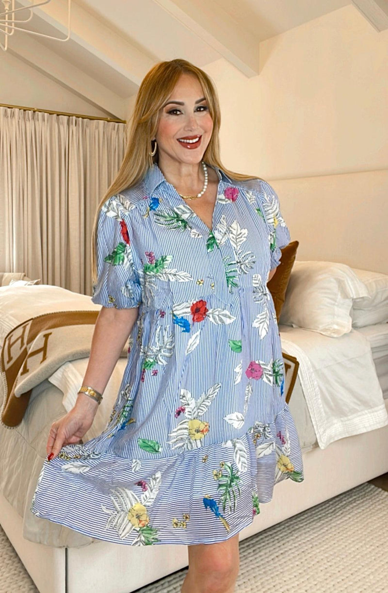 Willow Blue Print Mini Dress