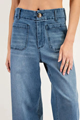 Two Pocket Fall Denim Pants Dark Denim