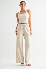 Light Taupe Smocked Halter Top