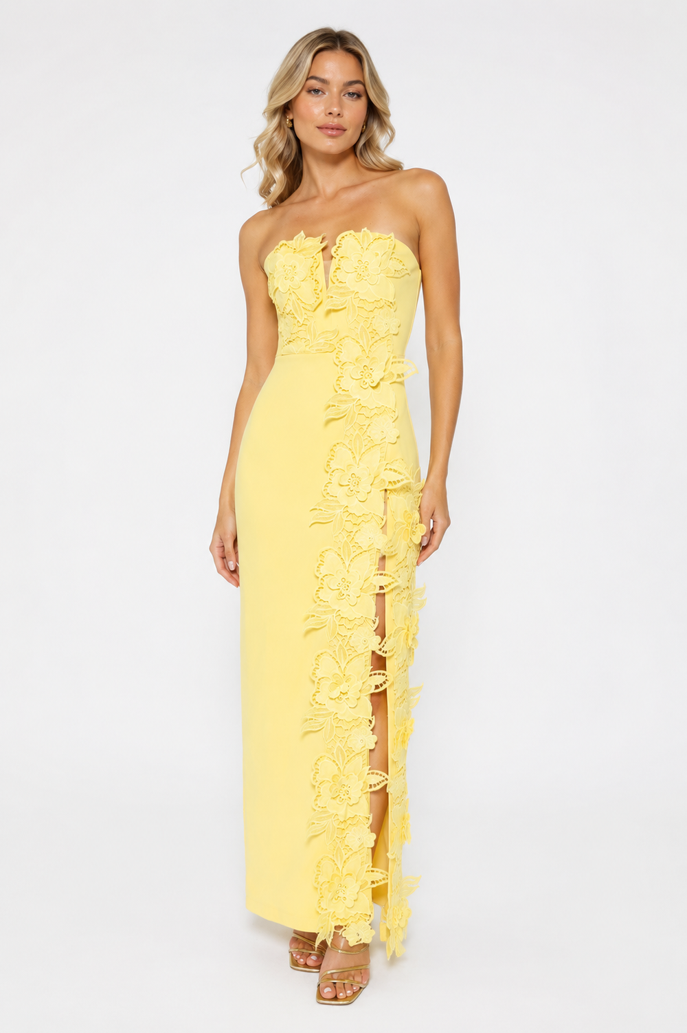 yellow maxi strapless dress Masterpiece | | Womens Feel full of feminine energy and magic in the Enchantress Strapless Maxi Dress in Yellow Analeah Strapless Maxi Dress |