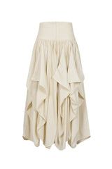 Woven Draped Voluminous Midi Skirt