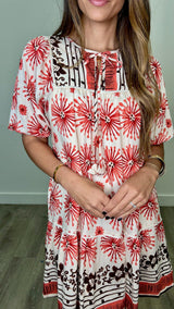 Pascalina Red Print Dress - PRINZZESA BOUTIQUE