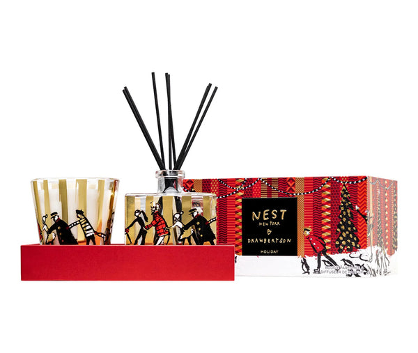Nest Drawbertson Holiday Classic Candle & Reed Diffuser Set Festive Fruity