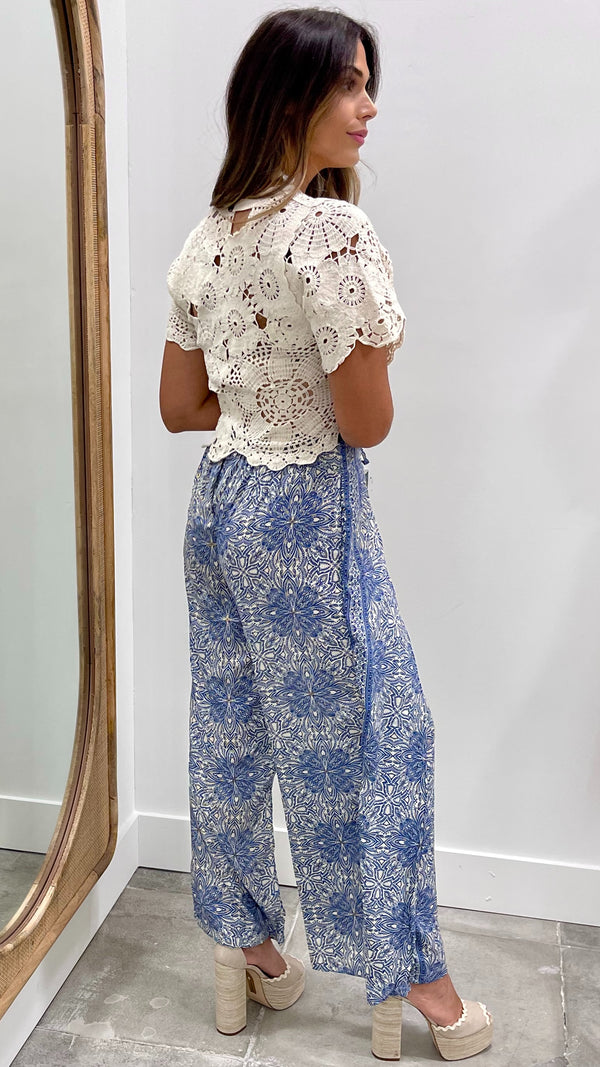 Alma Blue Printed Pants
