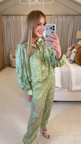 Lace Long Sleeve Top And Pant Set