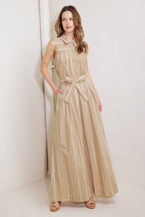 Daisey striped woven pant Taupe