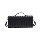 Ada Top Handle Woven East West Clutch Crossbody Black - PRINZZESA BOUTIQUE