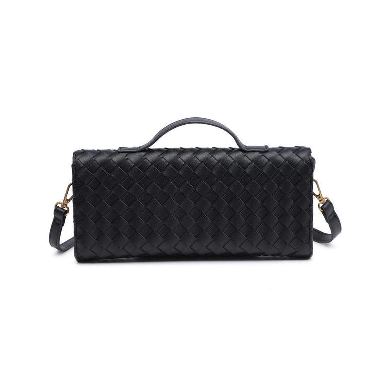 Ada Top Handle Woven East West Clutch Crossbody Black - PRINZZESA BOUTIQUE